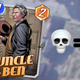 A image shows Uncle Ben's card next to an emoji skull and Spider-Man cartoon.